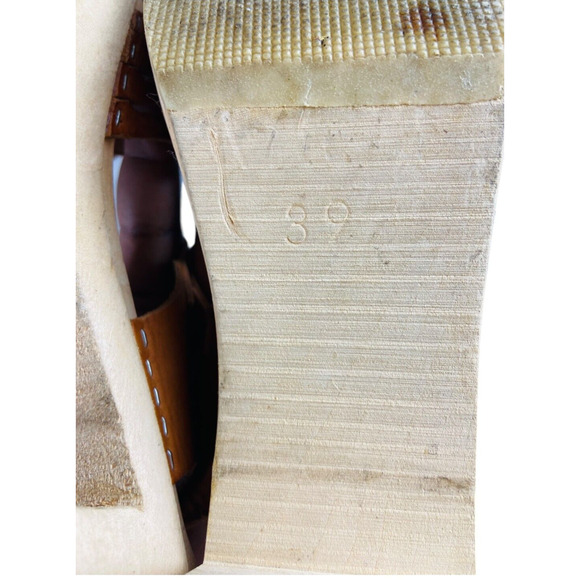 Myclogs.se Womens Sandals Maguba Leather Natural Tan Wooden Peep Toe Size 39 - Picture 9 of 9